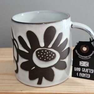 Handcrafted and Painted Floral Mug Large Flowers NWT